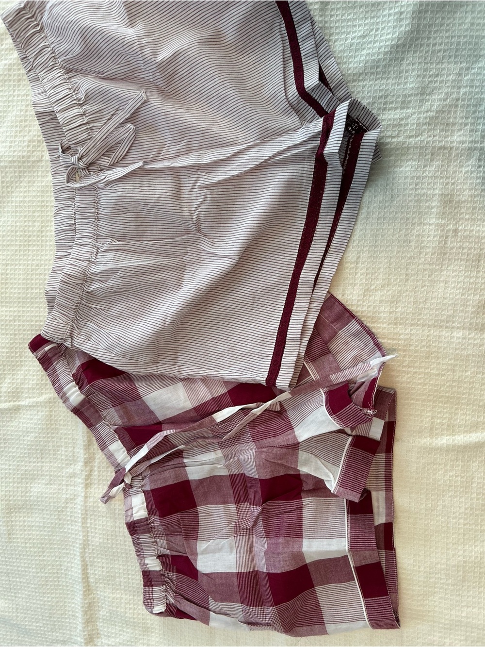 Cynthia Rowley Maroon and White Plaid Sleep Shorts